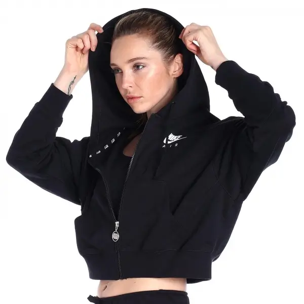 Nike W Nsw Air Flc Top Fz Kadın Siyah Günlük Stil Sweatshirt - DM6063-010