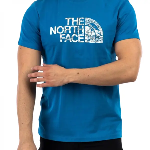 The North Face Woodcut Mavi Erkek Tişört - NF00A3G1M191